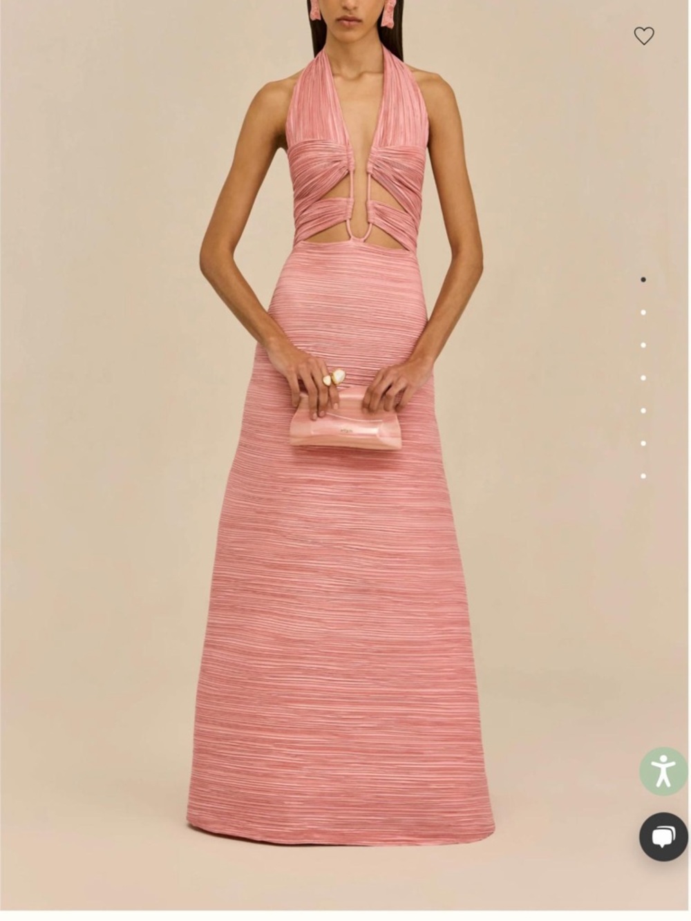 cult gaia Pink Strapless Halter Cutout Evening Gown